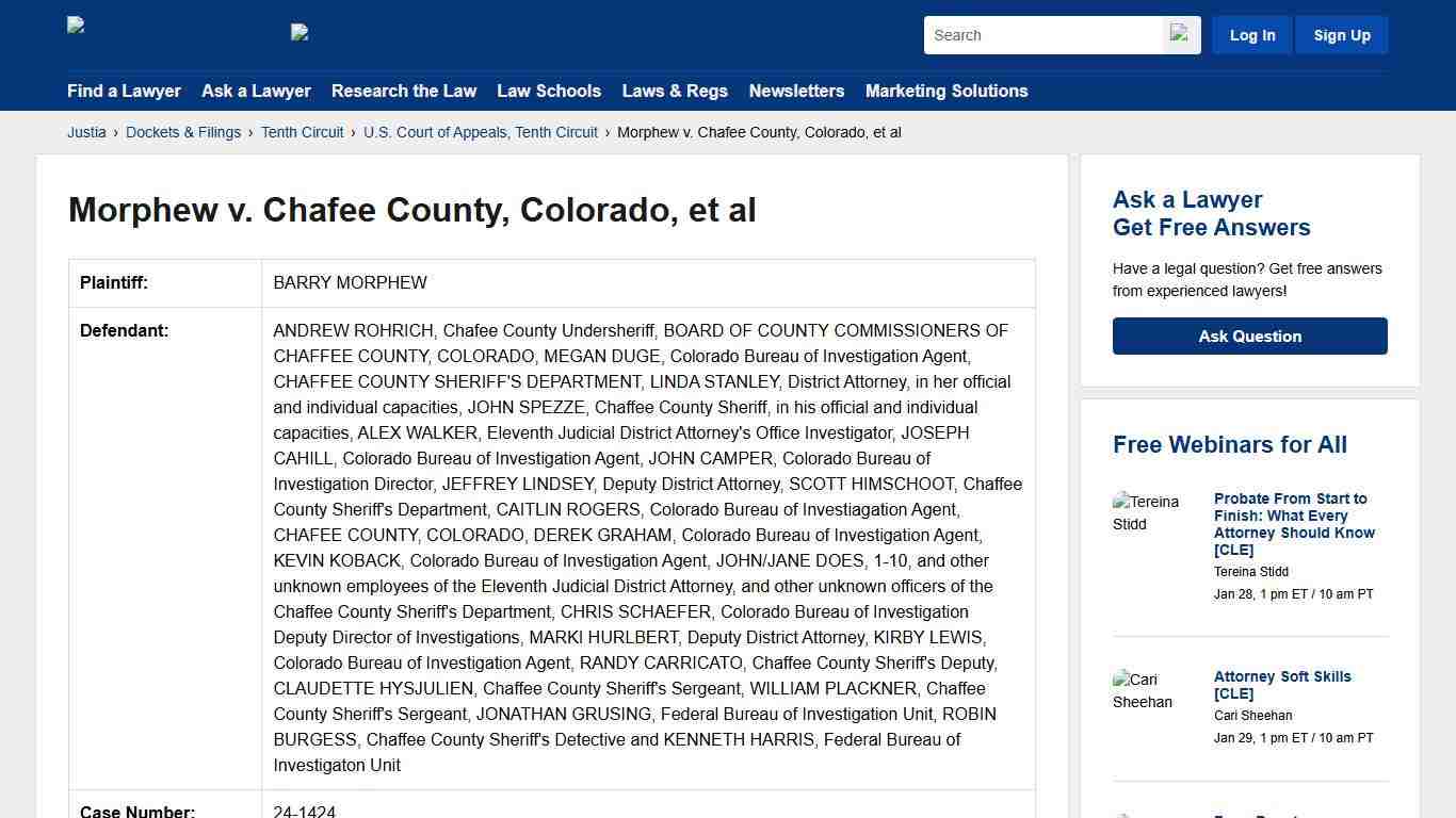 Morphew v. Chafee County, Colorado, et al 24-1424 U.S. Court of Appeals, Tenth Circuit Justia