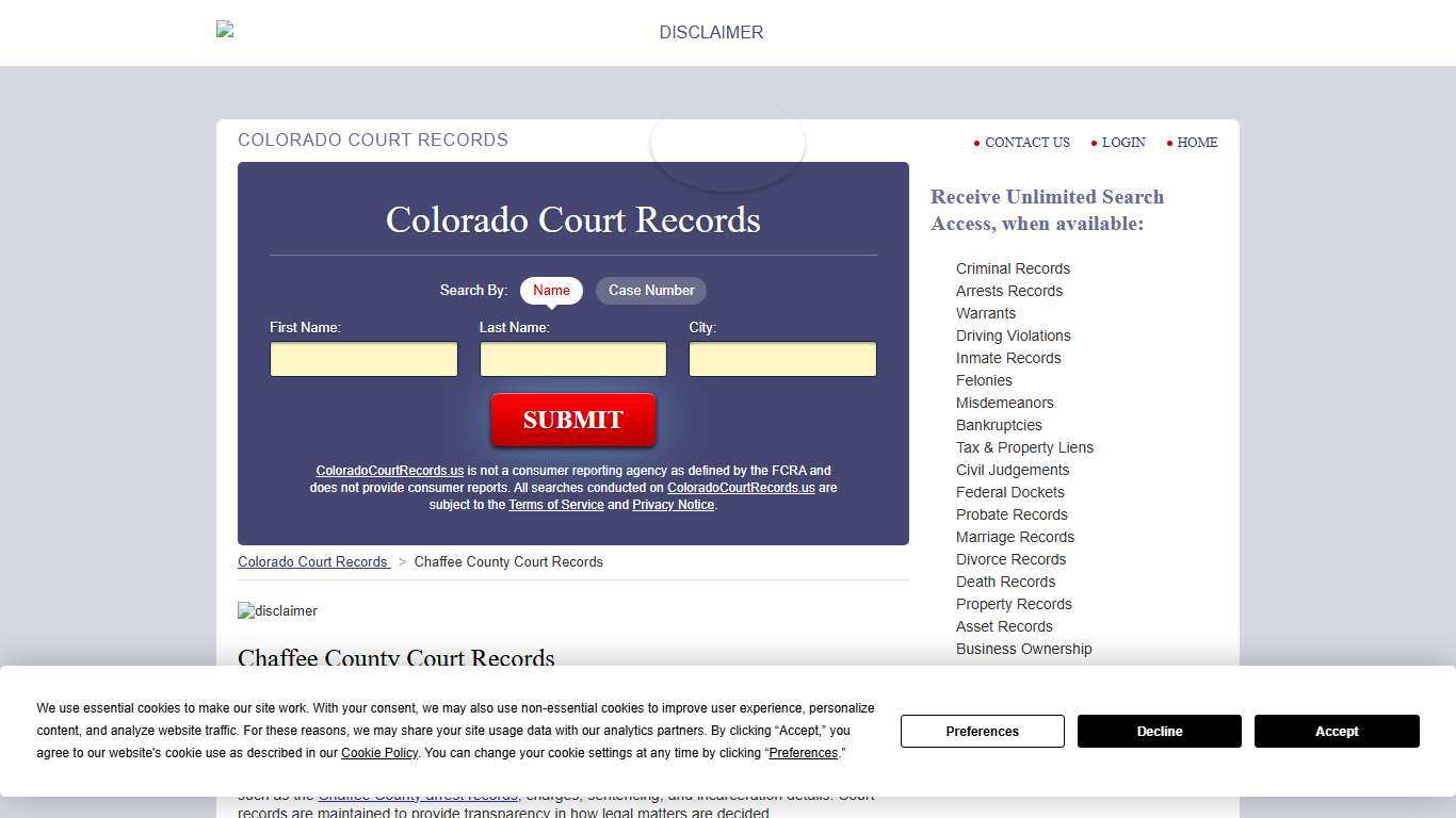 Chaffee County Court Records ColoradoCourtRecords.us